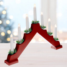 Festive Battery Operated Red Candle Bridge With 7 Candles - Warm White Leds - thumbnail 6
