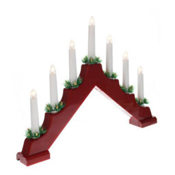 Festive Battery Operated Red Candle Bridge With 7 Candles - Warm White Leds - thumbnail 2