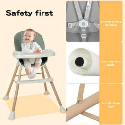 Dekko 6-In-1 High Chair Adjustable Feeding Seat With Removable Tray Green - thumbnail 9