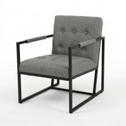 Evre Light Grey Fabric Accent Armchair Tub Chair With Metal Frame