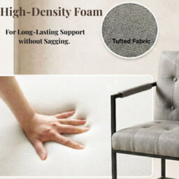Evre Light Grey Fabric Accent Armchair Tub Chair With Metal Frame - thumbnail 5