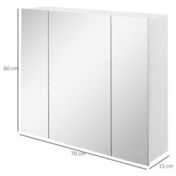 Kleankin Bathroom Mirror Cabinet Wall Mount Storage Organiser W/ Door, White - thumbnail 3