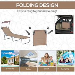 Folding Reclining Sun Lounger Chair  Adjustable Garden Patio Relaxer Recliner - thumbnail 2