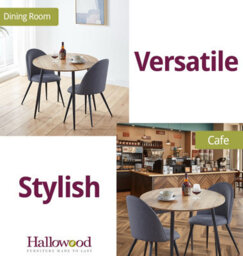 Hallowood Furniture Cullompton Round Dining Table 90Cm With 2 Dark Grey Curved Back Fabric Chairs - thumbnail 6