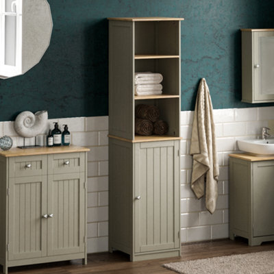 Lassic Bath Vida Priano Grey 1 Door 2 Shelf Tall Bathroom Cabinet - image 1