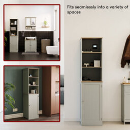 Lassic Bath Vida Priano Grey 1 Door 2 Shelf Tall Bathroom Cabinet - thumbnail 7