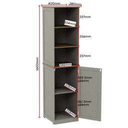 Lassic Bath Vida Priano Grey 1 Door 2 Shelf Tall Bathroom Cabinet - thumbnail 2