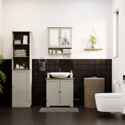Lassic Bath Vida Priano Grey 1 Door 2 Shelf Tall Bathroom Cabinet - thumbnail 4