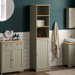 Lassic Bath Vida Priano Grey 1 Door 2 Shelf Tall Bathroom Cabinet