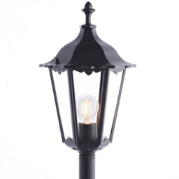 4 Pack Outdoor Lamp Post Lantern Bollard Light Matt Black & Glass 1M Tall Led - thumbnail 5