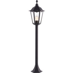 4 Pack Outdoor Lamp Post Lantern Bollard Light Matt Black & Glass 1M Tall Led - thumbnail 2