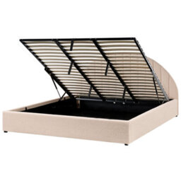 Beliani Ottoman Bed Chadenet Boucle Light Beige 180 X 200 Cm (Eu Super King) - thumbnail 4
