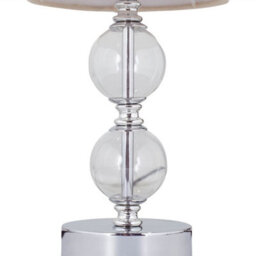 First Choice Lighting Set Of 2 Chrome Two Ball Table Lamps With Natural Linen Shades - thumbnail 4