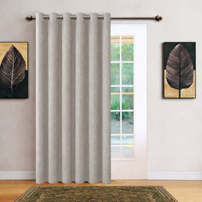 Bedlooms Beige Linen Curtain 100% Blackout Thermal Insulated Eyelet Single Curtain Panel 66 X 84 Inches With Tie Back - image 1
