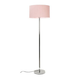 Valuelights Charles Chrome Floor Lamp With Blush Drum Shade - thumbnail 1