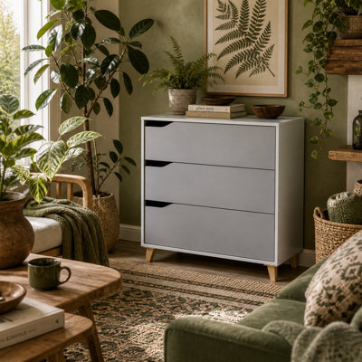 Wyld Haus Thako Wood Grey 3-Drawer Chest With Natural Wood Angled Legs, 75W X 42D X 75H Cm - image 1