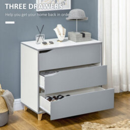 Wyld Haus Thako Wood Grey 3-Drawer Chest With Natural Wood Angled Legs, 75W X 42D X 75H Cm - thumbnail 6
