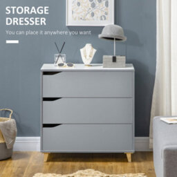 Wyld Haus Thako Wood Grey 3-Drawer Chest With Natural Wood Angled Legs, 75W X 42D X 75H Cm - thumbnail 5