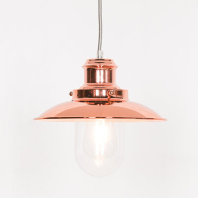 Contemporary Hanging Fisherman Lantern Style Pendant Copper Finish Ceiling Light - image 1