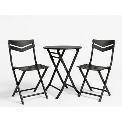3Pcs Bistro Set Garden Table 2 Chairs Collapsible Patio Metal Garden Furniture - image 1