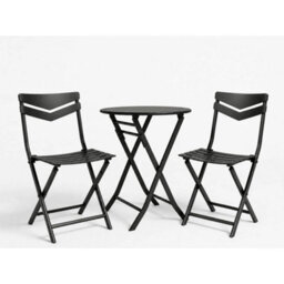 3Pcs Bistro Set Garden Table 2 Chairs Collapsible Patio Metal Garden Furniture - thumbnail 1