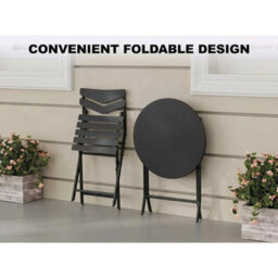 3Pcs Bistro Set Garden Table 2 Chairs Collapsible Patio Metal Garden Furniture - thumbnail 3