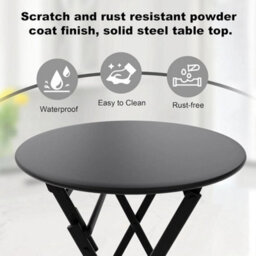 3Pcs Bistro Set Garden Table 2 Chairs Collapsible Patio Metal Garden Furniture - thumbnail 5