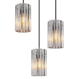 Luminosa Lighting Luminosa Cayden Cluster Pendant Ceiling Light Nickel Matt Clear Glass Shade 3X E27 - thumbnail 3