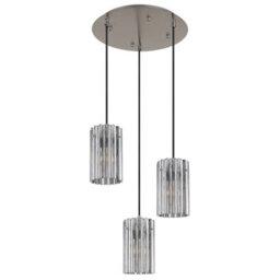 Luminosa Lighting Luminosa Cayden Cluster Pendant Ceiling Light Nickel Matt Clear Glass Shade 3X E27 - thumbnail 2