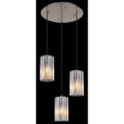 Luminosa Lighting Luminosa Cayden Cluster Pendant Ceiling Light Nickel Matt Clear Glass Shade 3X E27 - thumbnail 4