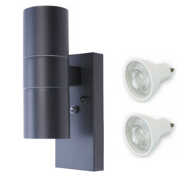 Hispec Coral Up And Down Lighting With Photocell - Anthracite Grey: 1X Light & 2X Gu10