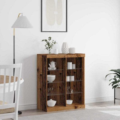 Berkfield Sideboard With Led Lights Old Wood 41X37X100 Cm - image 1
