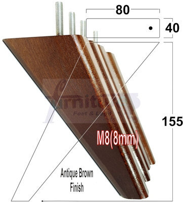 L&F 4X Solid Wooden Feet 150mm High Replacement Furniture Legs Sofas Chairs Stools M8 Antique Brown - image 1