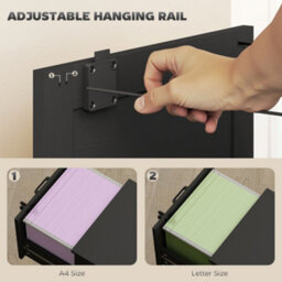 Homcom 3-Drawer File Cabinet, Lockable Filing Cabinet For A4 Letter, Black - thumbnail 5