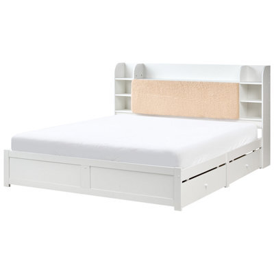 Beliani Bed With Storage Drawers Bizou 180 X 200 Cm (Eu Super King) White - image 1