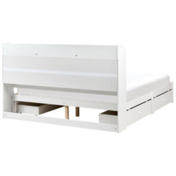 Beliani Bed With Storage Drawers Bizou 180 X 200 Cm (Eu Super King) White - thumbnail 6