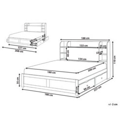 Beliani Bed With Storage Drawers Bizou 180 X 200 Cm (Eu Super King) White - thumbnail 3