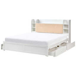 Beliani Bed With Storage Drawers Bizou 180 X 200 Cm (Eu Super King) White - thumbnail 4