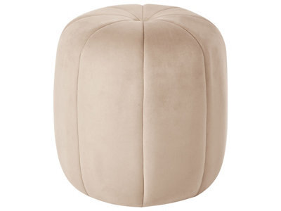 Wyld And Coco Beige Velvet Pouffe Round Footstool, W40 X D40 X H46Cm - image 1