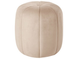 Wyld And Coco Beige Velvet Pouffe Round Footstool, W40 X D40 X H46Cm - thumbnail 1