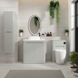 Royal Bathrooms Venice 800mm Dove Grey Freestanding Bathroom Countertop Vanity Unit 2 Door With Peak Basin - thumbnail 4