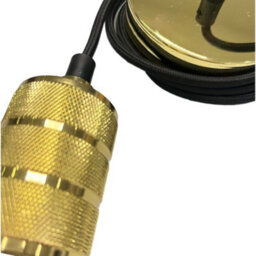 CGC Lighting Cgc Sydney Ii Gold Knurled Two Band 1.5M Adjustable E27 Ceiling Pendant And Matching Ceiling Rose - thumbnail 4