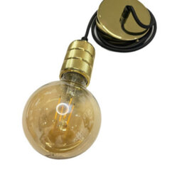 CGC Lighting Cgc Sydney Ii Gold Knurled Two Band 1.5M Adjustable E27 Ceiling Pendant And Matching Ceiling Rose - thumbnail 5