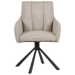 Beliani Set Of 2 Dining Chairs Swivel Sardoal Fabric Taupe - thumbnail 4