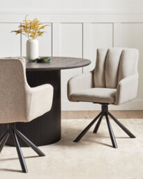 Beliani Set Of 2 Dining Chairs Swivel Sardoal Fabric Taupe - thumbnail 2