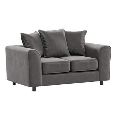 Furnishings For Less UK Brooklyn Plush Velvet Fabric 2 Seater Sofa Foam Grey - image 1