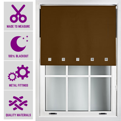 Furnished Made To Measure Blackout Roller Blinds With Square Eyelets And Metal Fittings - Brown (W)90Cm (L)165Cm