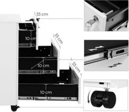 Ledrem Mobile Desk Cabinet Lockable With 3 Drawers, Document And Stationery Storage, Preassembled, For Home Office - thumbnail 4