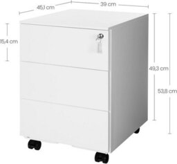 Ledrem Mobile Desk Cabinet Lockable With 3 Drawers, Document And Stationery Storage, Preassembled, For Home Office - thumbnail 2