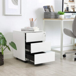 Ledrem Mobile Desk Cabinet Lockable With 3 Drawers, Document And Stationery Storage, Preassembled, For Home Office - thumbnail 3
